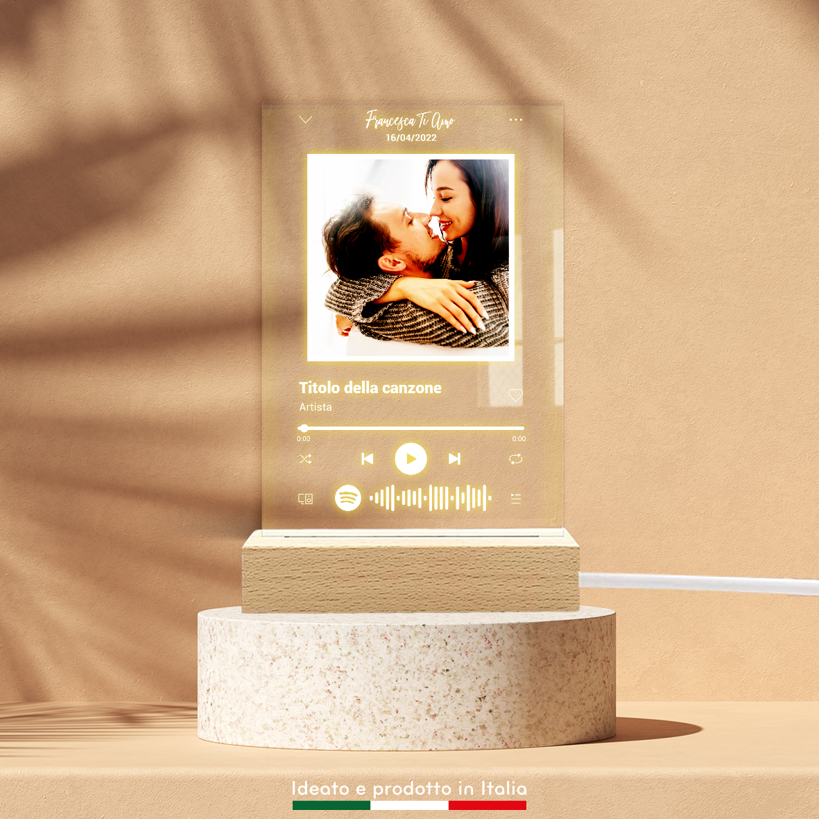 Lampada Personalizzata con Codice Spotify e Foto
