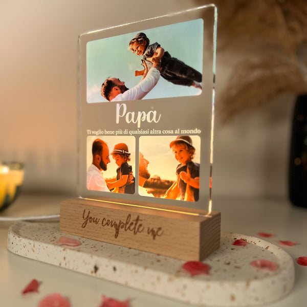 Lampada personalizzata con foto per Festa del Papà e Festa della Mamma