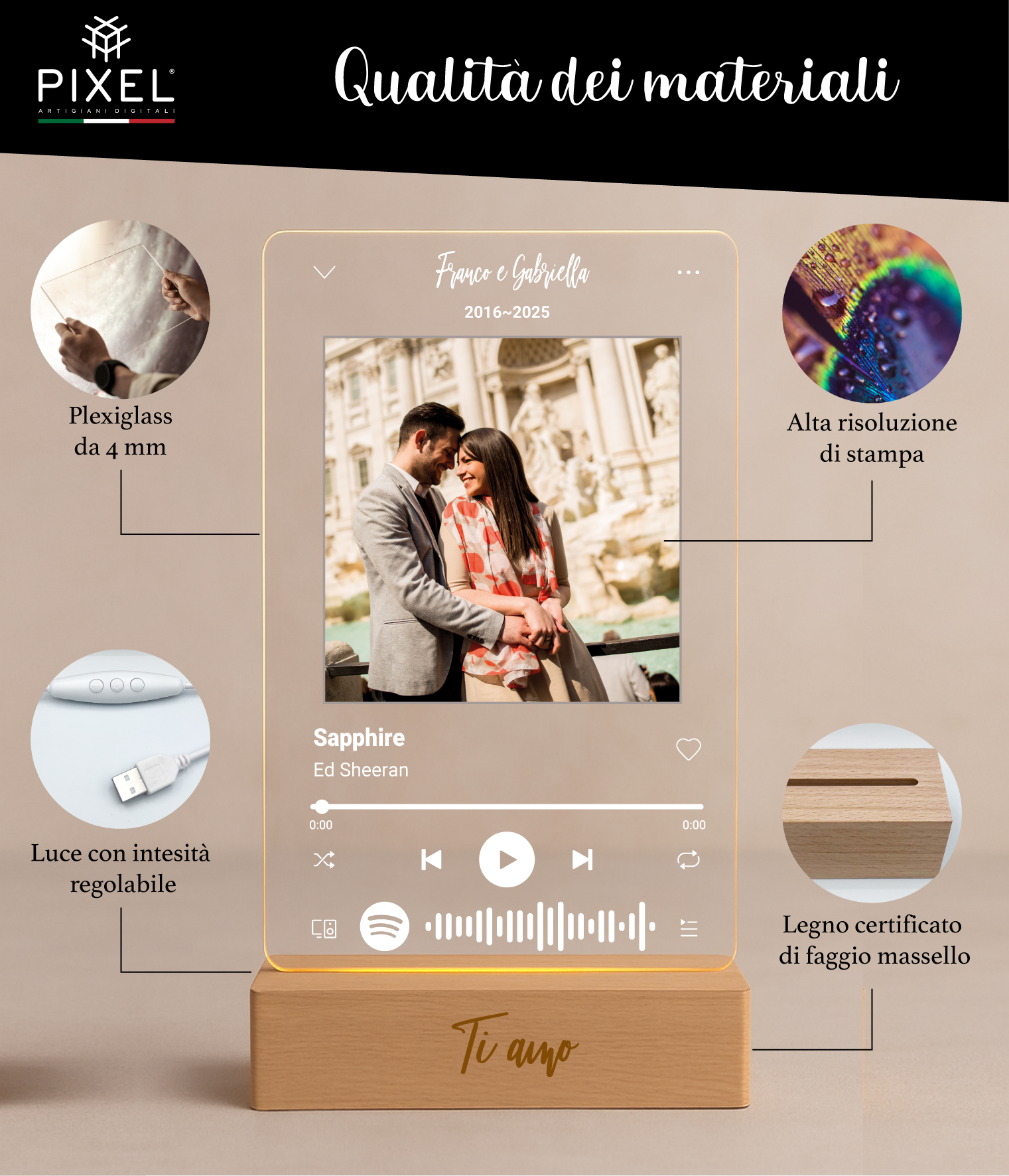 Targa Spotify con base luminosa