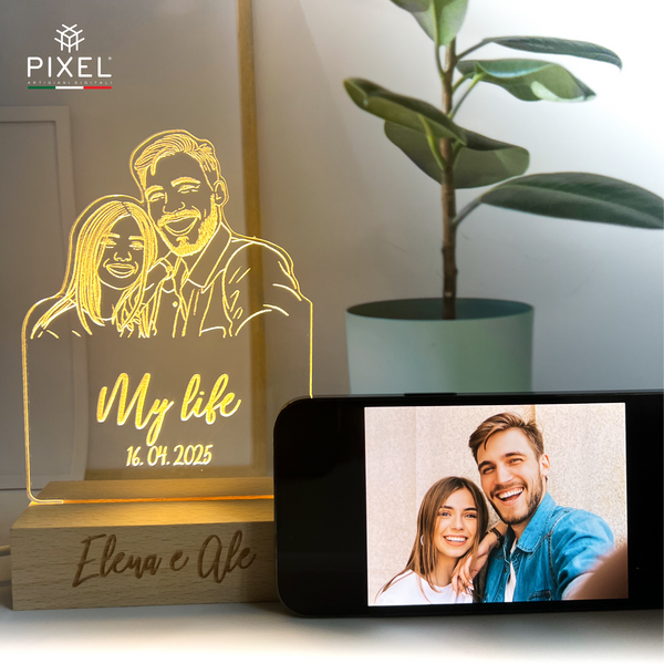 Personalized Lamp with 3D Line Art Photo Engraving