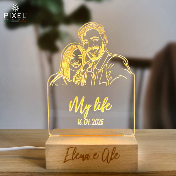 Personalized Lamp with 3D Line Art Photo Engraving