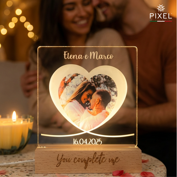 Lampada a Forma di Cuore con Foto Personalizzata