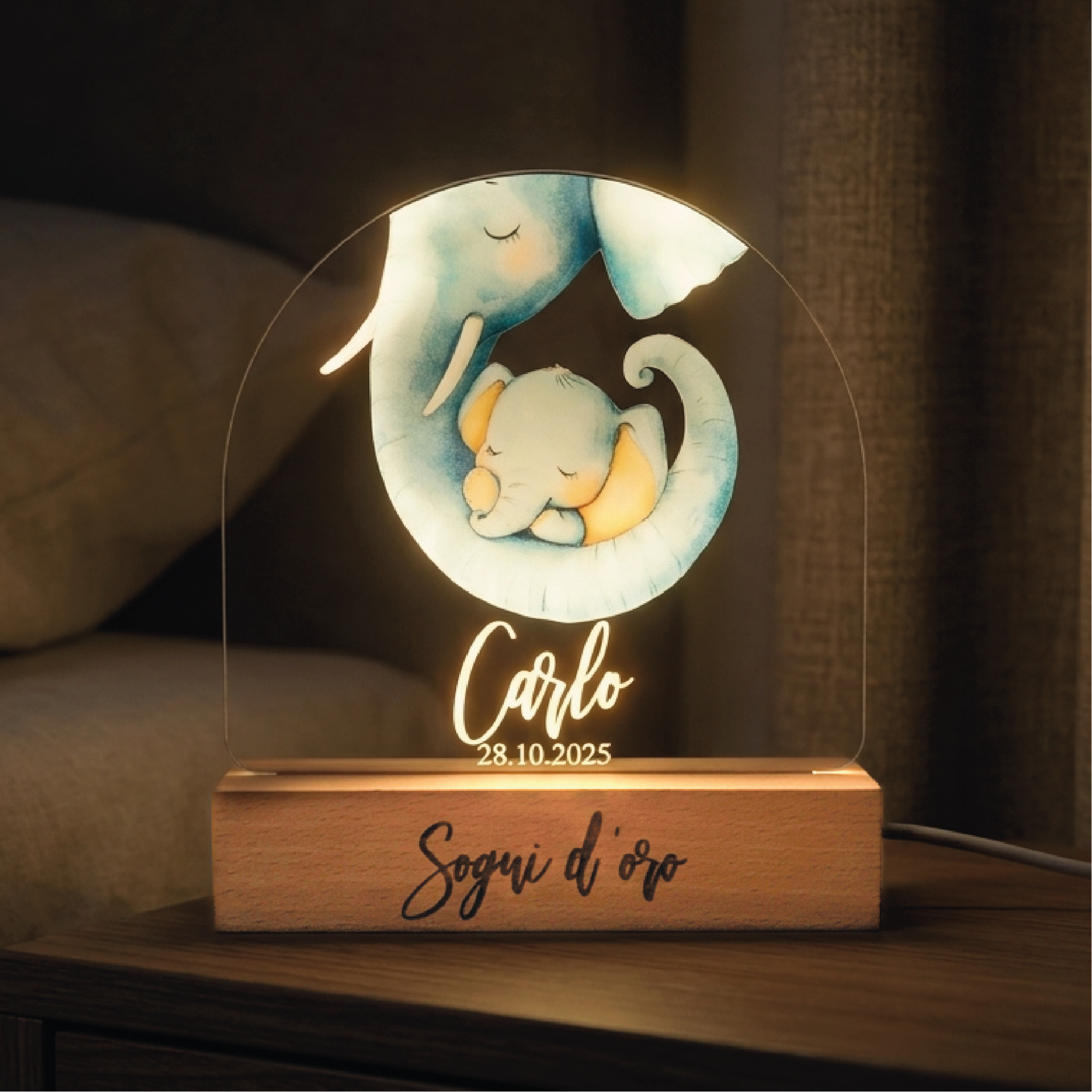 Personalisierte Kinderlampe mit Tieren