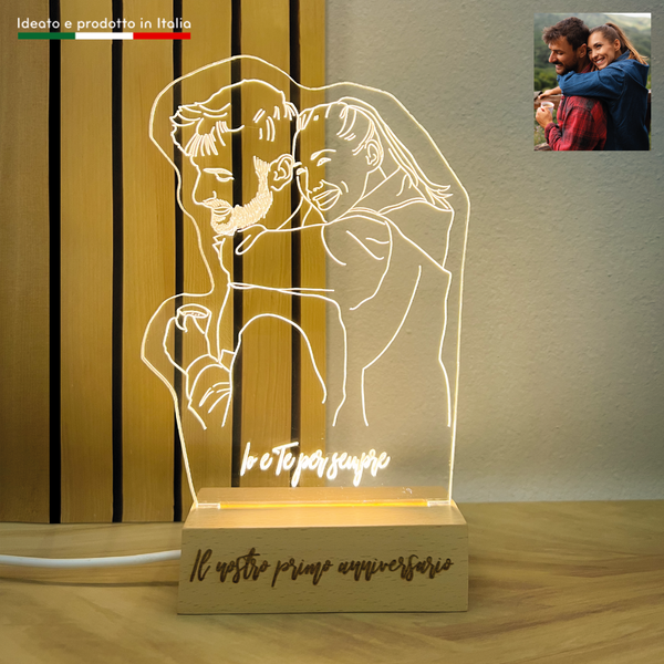 Lampada personalizzata incisa 3d ricalcata in stile line art