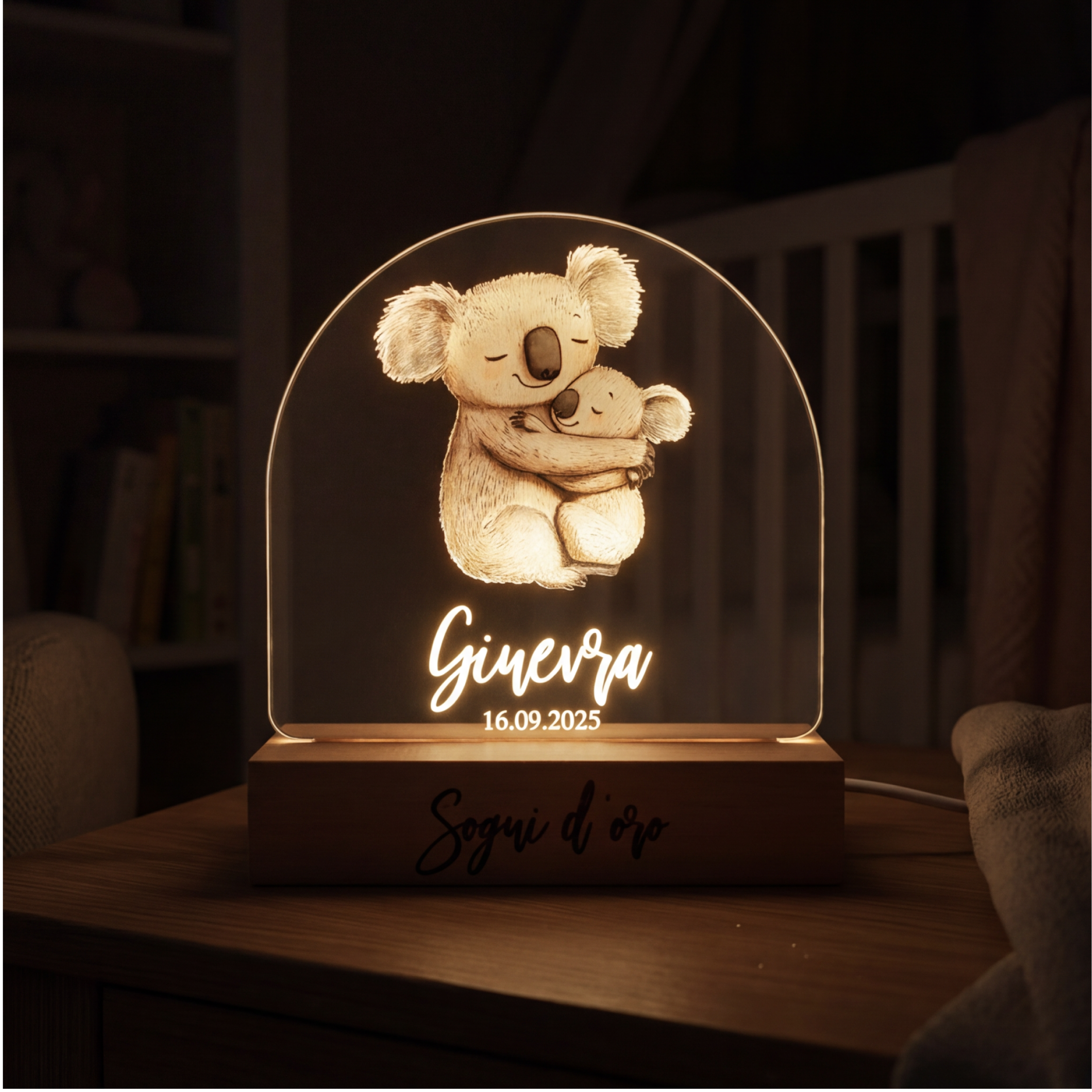 Personalisierte Kinderlampe mit Tieren
