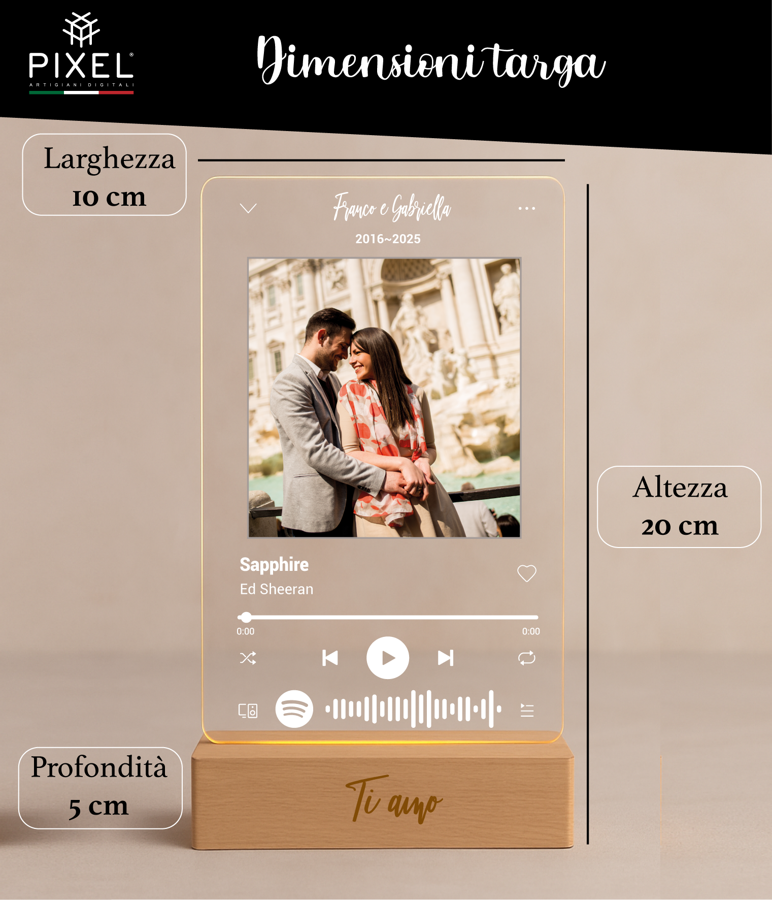 Targa Spotify con base luminosa