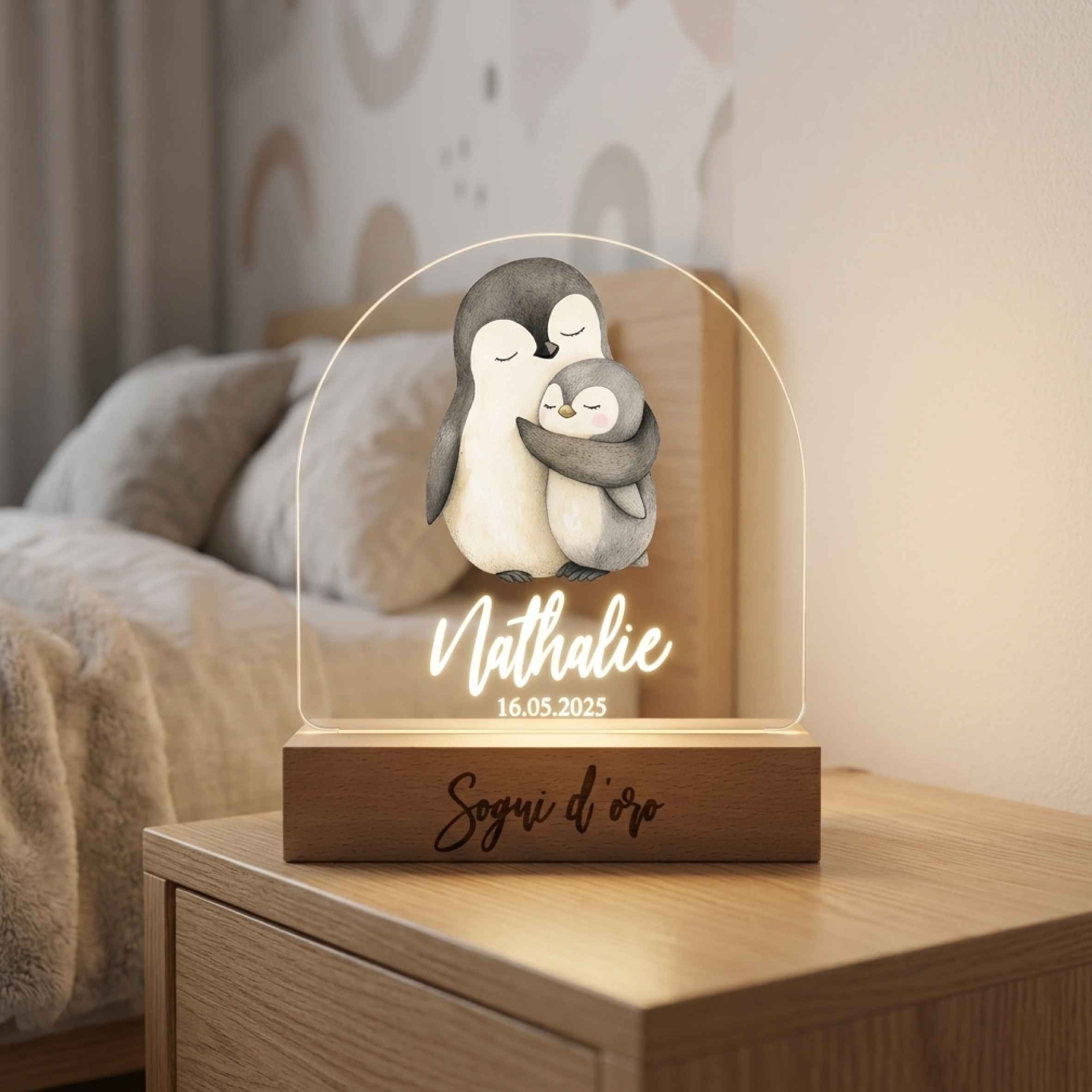 Personalisierte Kinderlampe mit Tieren