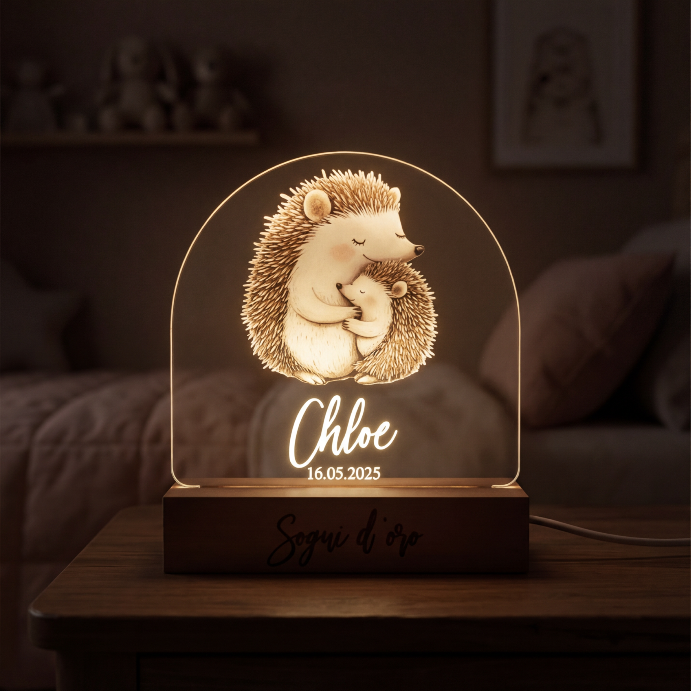 Personalisierte Kinderlampe mit Tieren