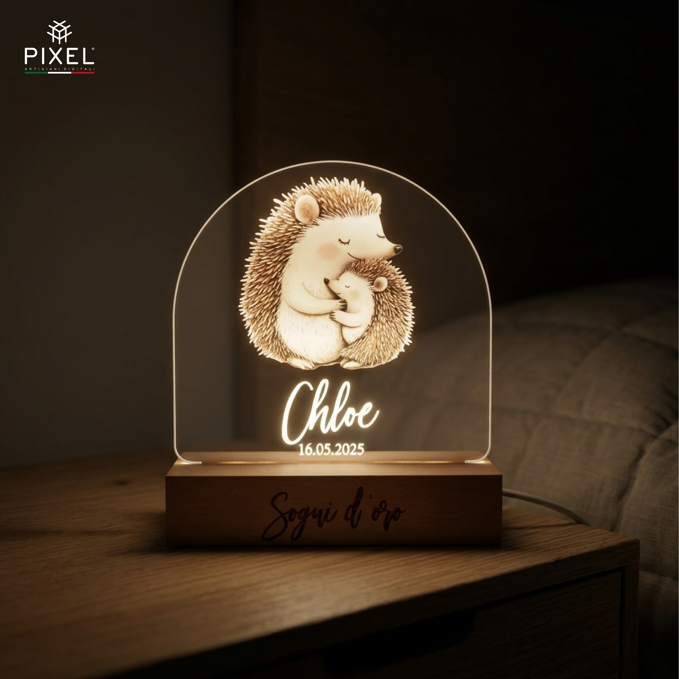 Personalisierte Kinderlampe mit Tieren