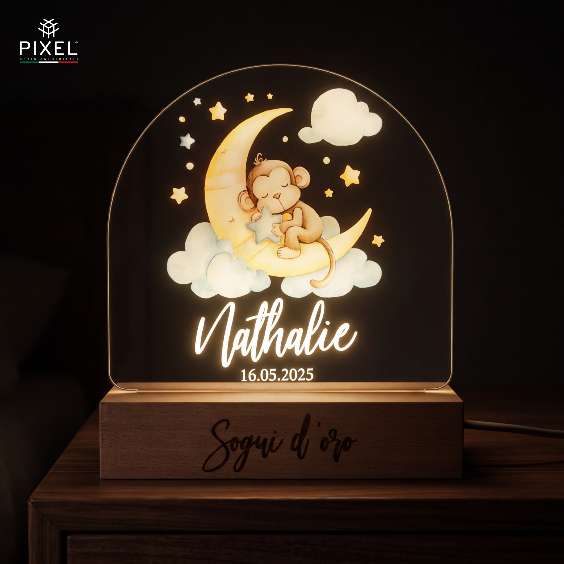 Personalisierte Kinderlampe mit Tieren