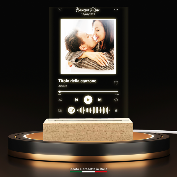 Targa Personalizzata Musica Lampada Foto con Spotify Code Led