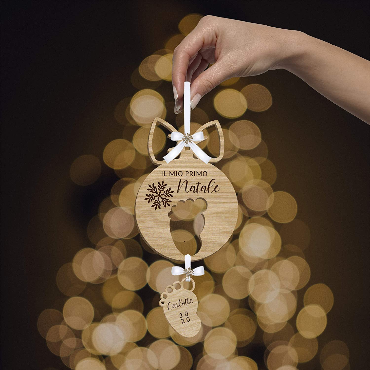Pallina Il Mio Primo Natale Personalizzata in legno FSC