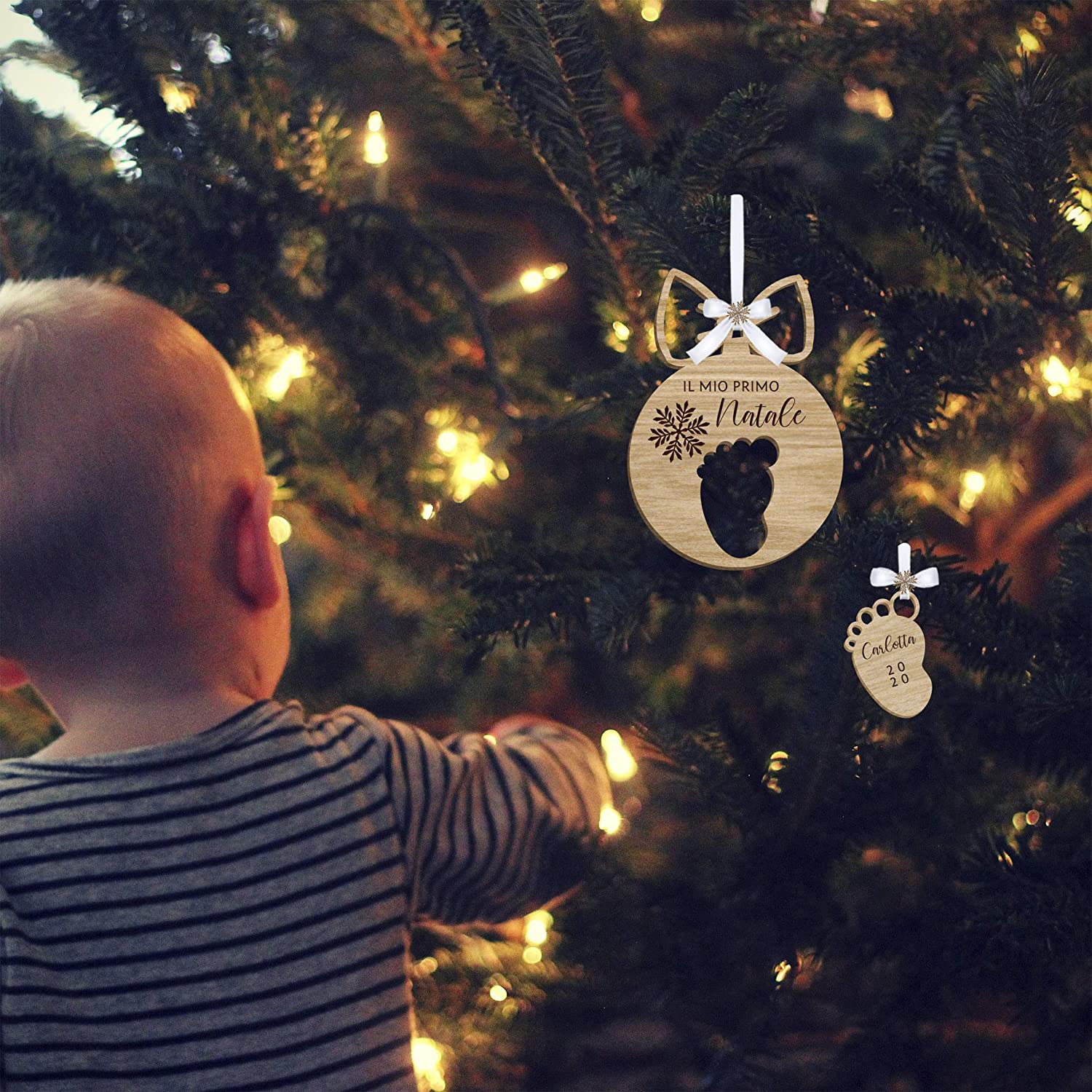 Pallina Il Mio Primo Natale Personalizzata in legno FSC